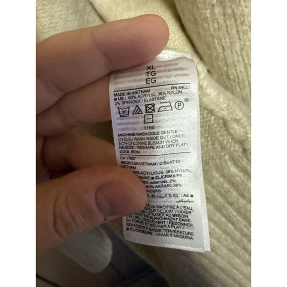 NWT Old Navy Cream Acrylic Blend Open Face Long Duster Cardigan XL - Picture 4 of 5